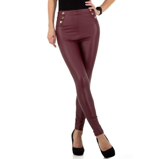 Bordeaux leather look legging met sierknoppen.SOLD OUT