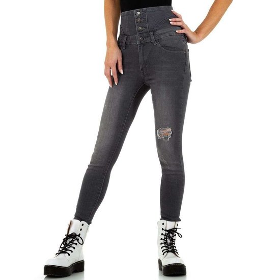 Grijze hoge taille jeans.