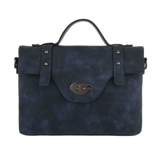 Trendy blauwe rechthoekige schoudertas.