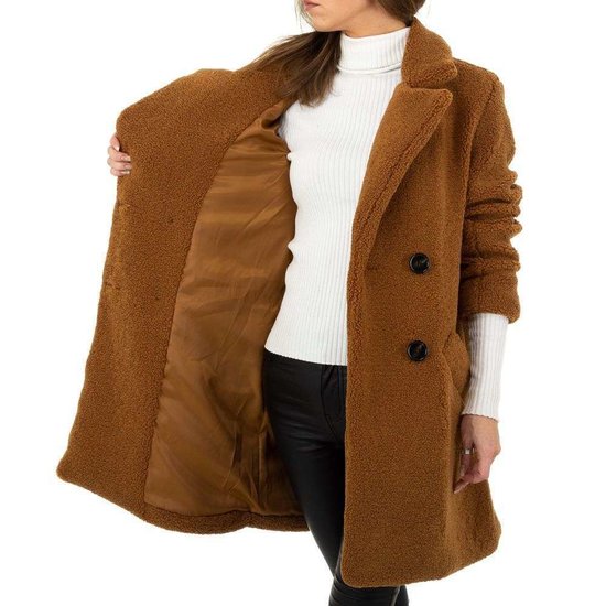 Midi camel mantel in teddyfleece.