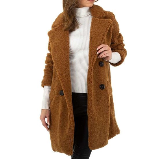 Midi camel mantel in teddyfleece.