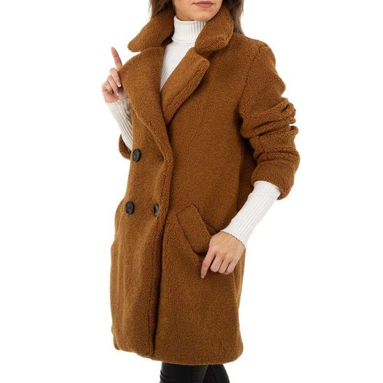 Midi camel mantel in teddyfleece.