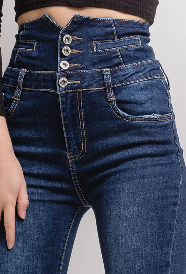 High waist fashion blue jeans.