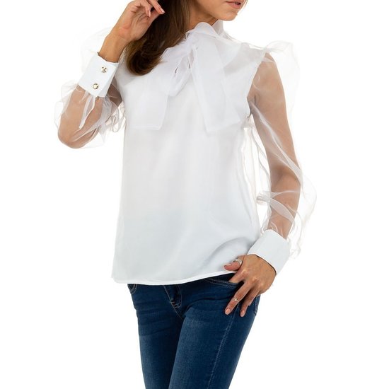 Lada West litteken Trendy witte blouse met transparante rug. - Sibelle Fashion