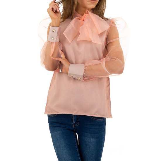 Trendy rose blouse met transparante rug.