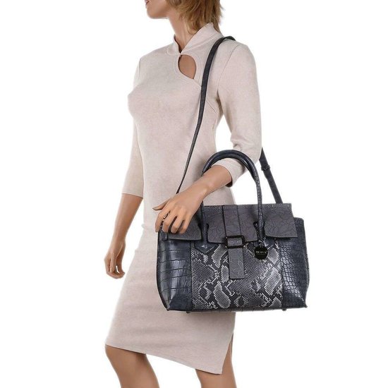 Klassieke grijze schoudertas met animal print.