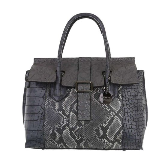 Klassieke grijze schoudertas met animal print.