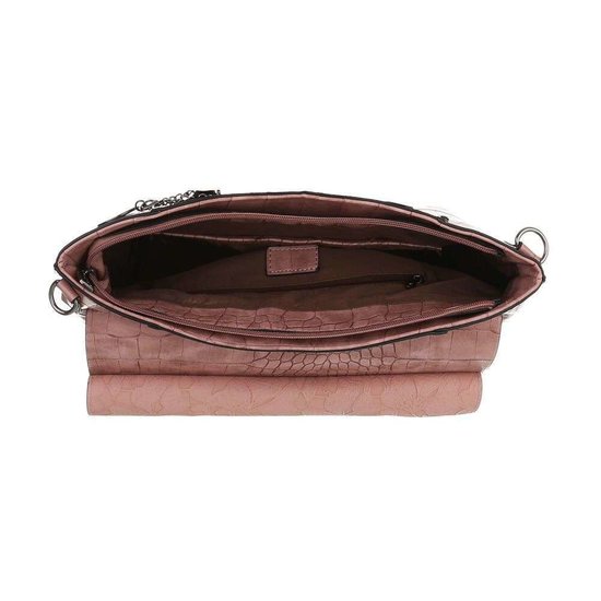 Klassieke rose schoudertas met animal print.