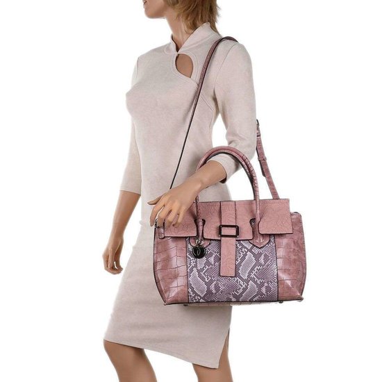 Klassieke rose schoudertas met animal print.