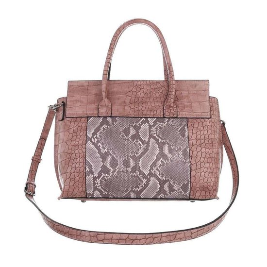 Klassieke rose schoudertas met animal print.