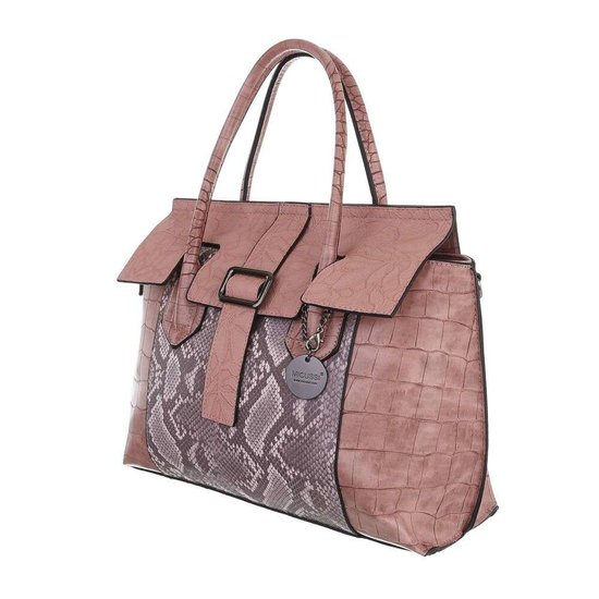 Klassieke rose schoudertas met animal print.