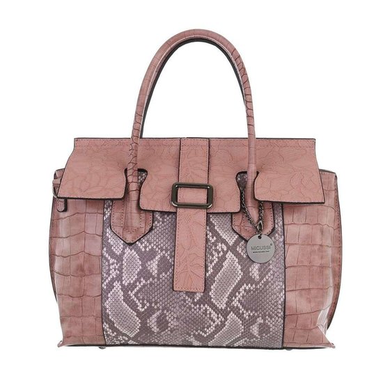 Klassieke rose schoudertas met animal print.