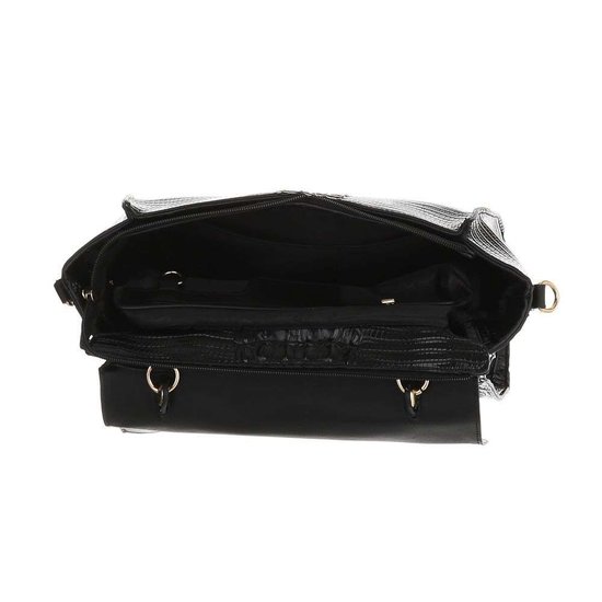 Classy zwarte schoudertas met designer embleem Model 1.