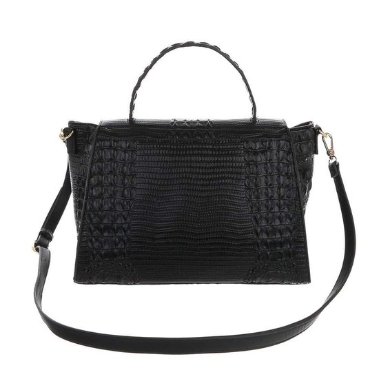 Classy zwarte schoudertas met designer embleem Model 1.