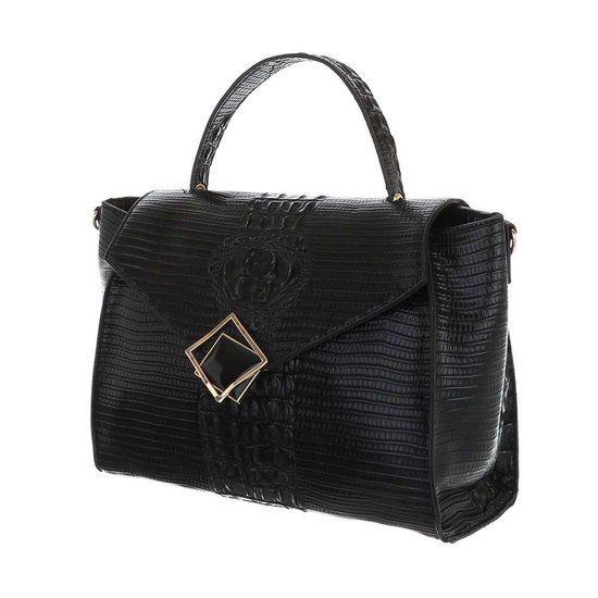 Classy zwarte schoudertas met designer embleem Model 1.