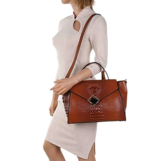 Classy bruine schoudertas met designer embleem Model 1.