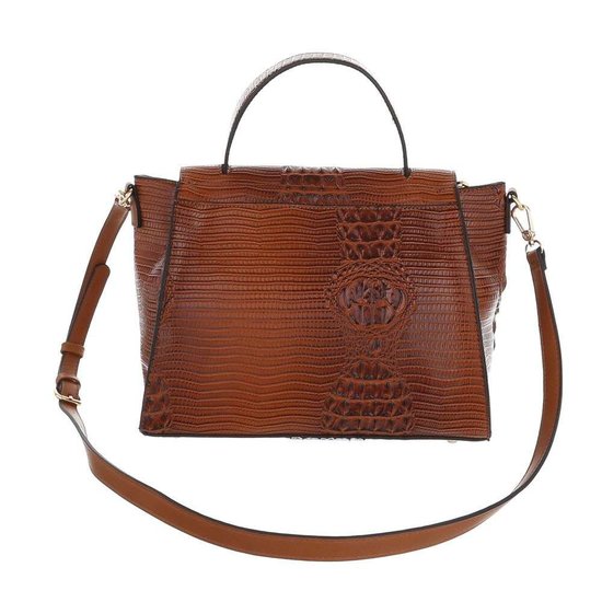Classy bruine schoudertas met designer embleem Model 1.