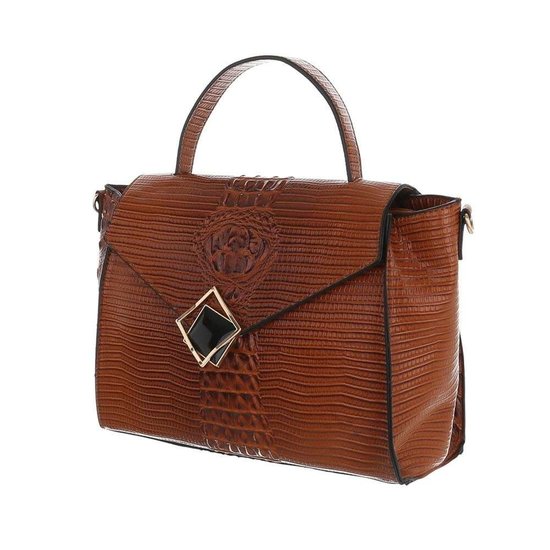 Classy bruine schoudertas met designer embleem Model 1.