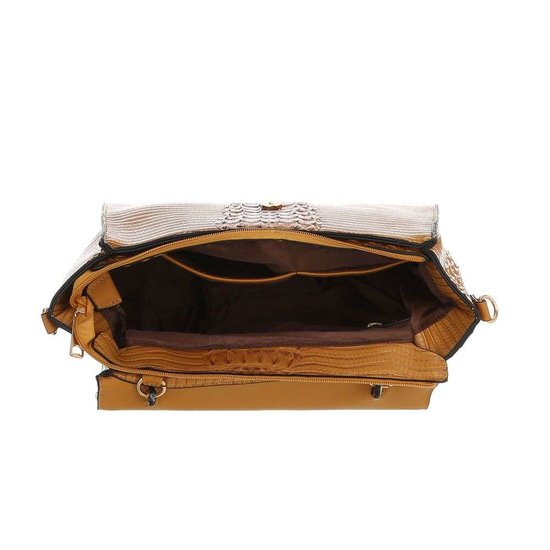 Classy gele schoudertas met designer embleem Model 1.