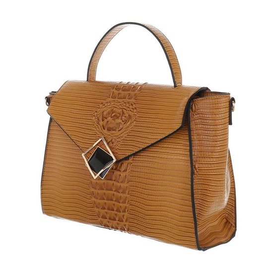 Classy gele schoudertas met designer embleem Model 1.