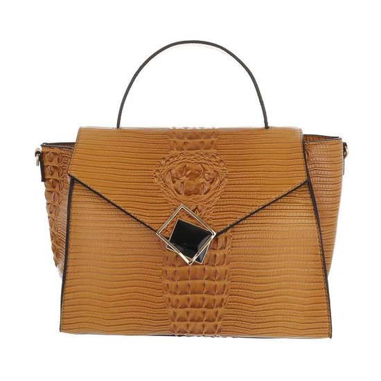 Classy gele schoudertas met designer embleem Model 1.