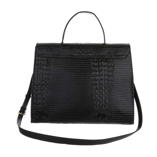 Classy zwarte schoudertas met designer embleem Model 2.