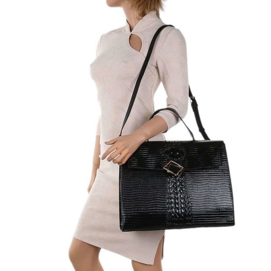 Classy zwarte schoudertas met designer embleem Model 2.