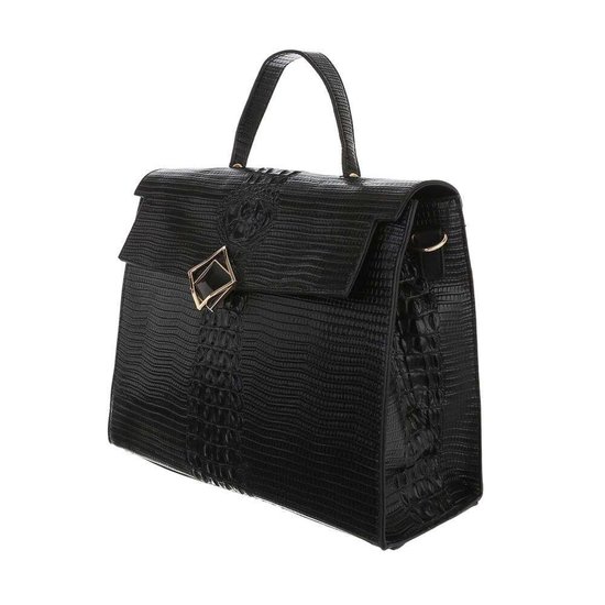 Classy zwarte schoudertas met designer embleem Model 2.