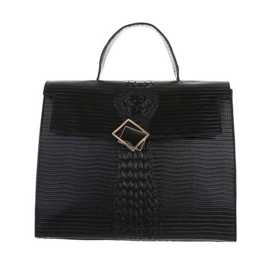 Classy zwarte schoudertas met designer embleem Model 2.