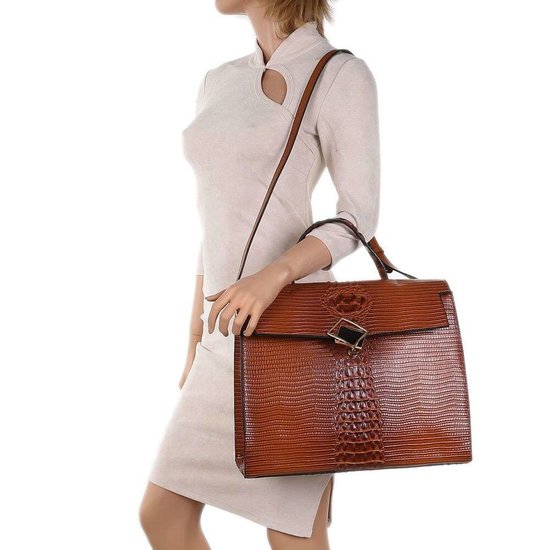 Classy bruine schoudertas met designer embleem Model 2.