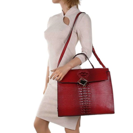 Classy rode schoudertas met designer embleem Model 2.