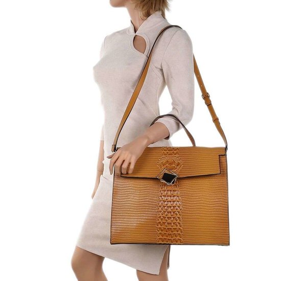 Classy gele schoudertas met designer embleem Model 2.