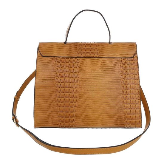 Classy gele schoudertas met designer embleem Model 2.
