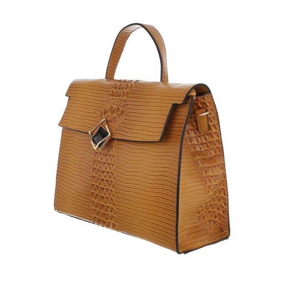 Classy gele schoudertas met designer embleem Model 2.