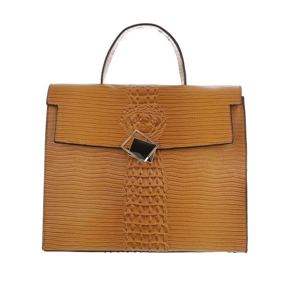 Classy gele schoudertas met designer embleem Model 2.