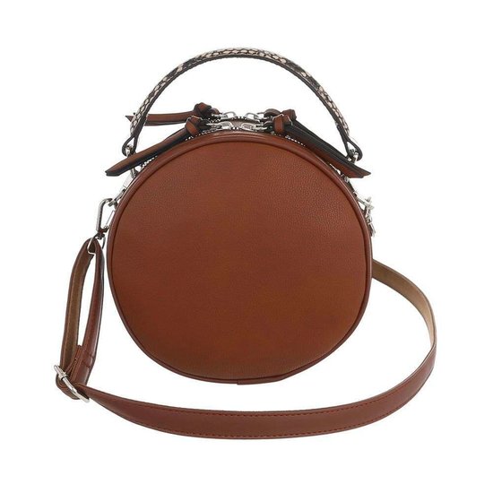 Trendy bruine ronde schoudertas.