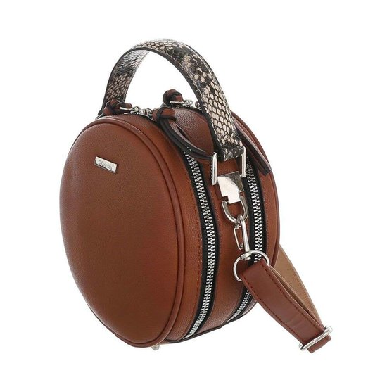 Trendy bruine ronde schoudertas.