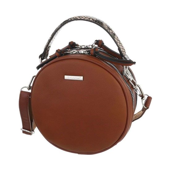 Trendy bruine ronde schoudertas.