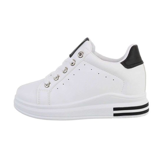 Casual wit/zwarte hoge sneaker Glena.