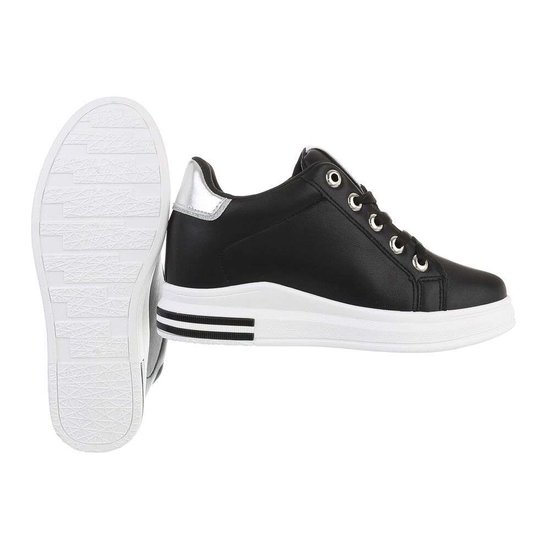 Casual zwart/zilveren hoge sneaker Glena.