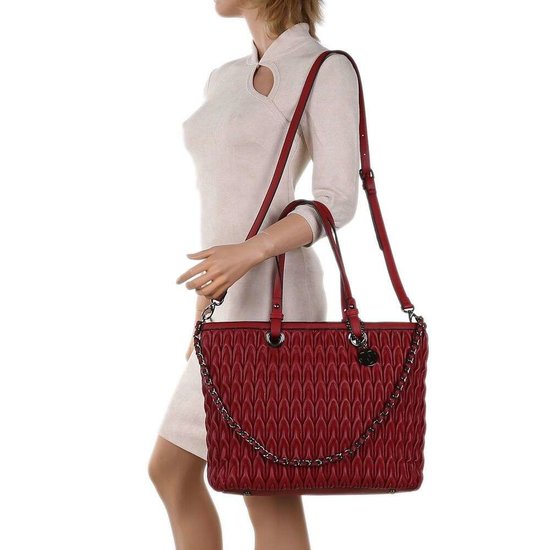 Trendy rode shopperbag met motief.