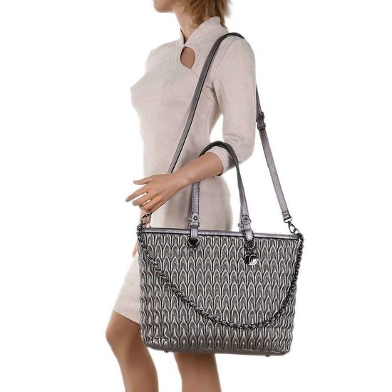 Trendy gunsmoke shopperbag met motief.
