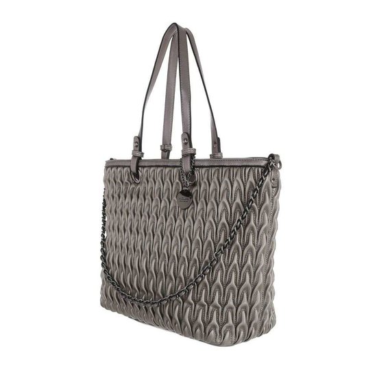 Trendy gunsmoke shopperbag met motief.