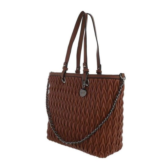 Trendy bruine shopperbag met motief.