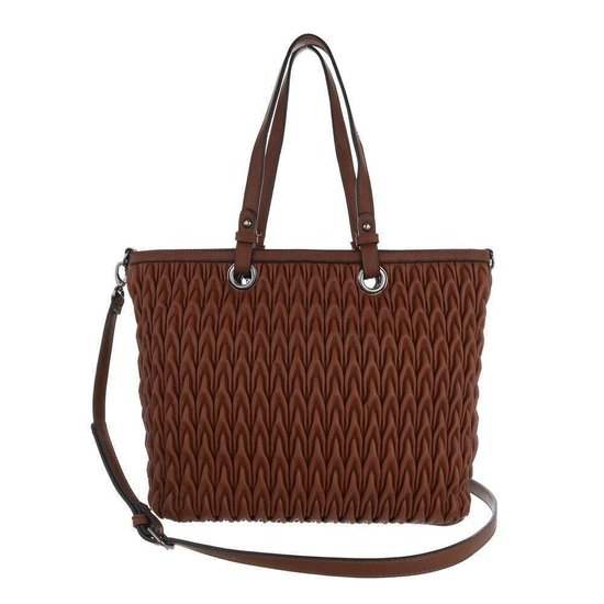 Trendy bruine shopperbag met motief.