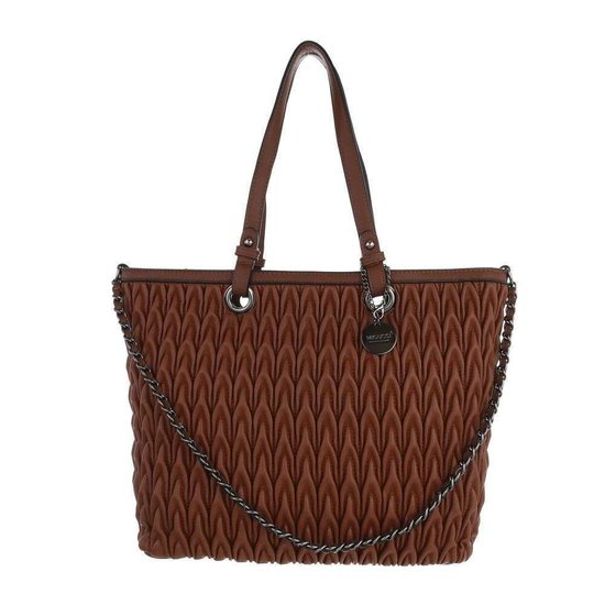 Trendy bruine shopperbag met motief.