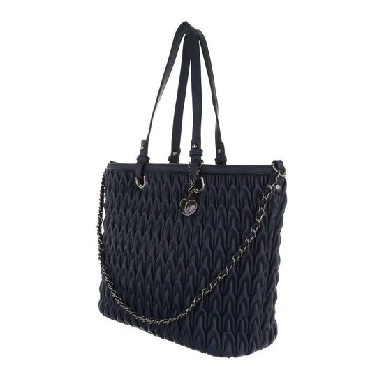 Trendy blauwe shopperbag met motief.