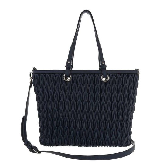 Trendy blauwe shopperbag met motief.