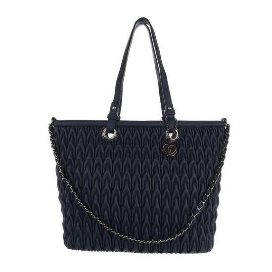 Trendy blauwe shopperbag met motief.