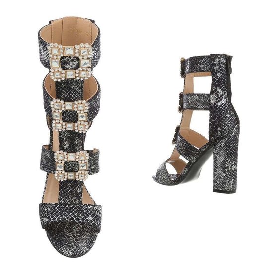Zwarte snake print sandaal Cameo.